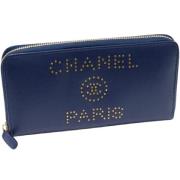 Pre-owned Leather wallets Chanel Vintage , Blue , Dames