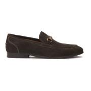 Suede Horsebit Loafers met metalen staaf Kazar , Brown , Heren