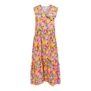 Bloemen V-hals Jurk Vila , Multicolor , Dames