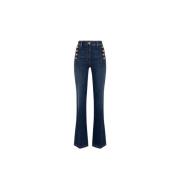 Classic Denim Flared Jeans Elisabetta Franchi , Blue , Dames