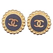 Pre-owned Metal earrings Chanel Vintage , Yellow , Dames