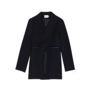 Zwarte Blazer met Leren Riem The New Society , Black , Dames