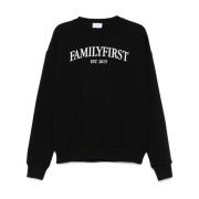 Logo Print Crew Neck Sweater Family First , Black , Heren