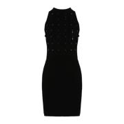 Zwarte Gebreide Jurk met Strass Versiering Liu Jo , Black , Dames