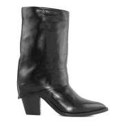 Zwarte Leren Puntige Laarzen Julie Dee , Black , Dames