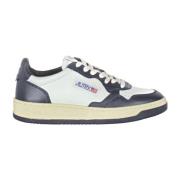 Witte Blauwe Leren Sneakers Medalist Stijl Autry , Black , Dames