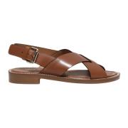 Elegant Crossed Leather Sandals Guglielmo Rotta , Brown , Dames