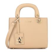 Beige leren tas met stijve constructie Kazar , Beige , Dames