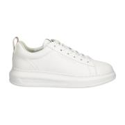 Witte Leren Heren Sneakers Essential Karl Lagerfeld , White , Heren