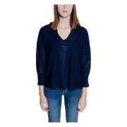 Blauwe V-hals Cardigan Lange Mouw Street One , Blue , Dames