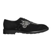 Zwarte Suède Veterschoenen Dolce & Gabbana , Black , Heren