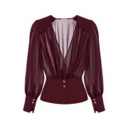 Stijlvolle Blouses Collectie Elisabetta Franchi , Red , Dames