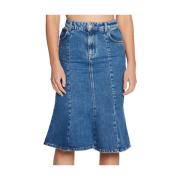 Denim Midi Rok met Rits Pinko , Blue , Dames