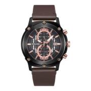 Heren Horloge Bruin Leer 46mm Lulworth Pl.15917Jsb-02A Police , Black ...