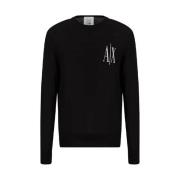 Zwarte Trui Minimalistische Stijl Armani Exchange , Black , Heren