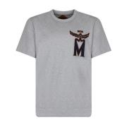 Grijs Logo Patch T-Shirt MCM , Gray , Heren