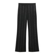 Verticale Streep Wijde Pijp Broek Msgm , Black , Dames