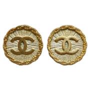 Pre-owned Metal earrings Chanel Vintage , Yellow , Dames