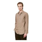 Zachte Kraag Shirt met Geborduurd Crest Massimo Alba , Beige , Heren