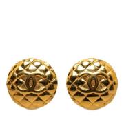 Pre-owned Metal earrings Chanel Vintage , Yellow , Dames