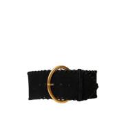 Hoge taille leren riem met stiksels Twinset , Black , Dames