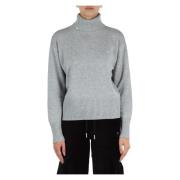 Hoge hals wol kasjmier trui Sun68 , Gray , Dames