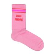 Roze Jacquard Katoenen Sokken Ciao Amore Giada Benincasa , Pink , Dame...