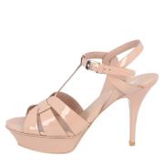 Leather sandals Saint Laurent , Beige , Dames