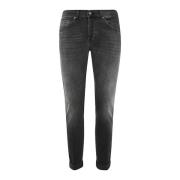 Zwarte Skinny Fit Lage Taille Jeans Dondup , Black , Heren