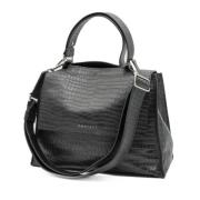 Sveva Cocco Nappa Zwarte Leren Tas Orciani , Black , Dames