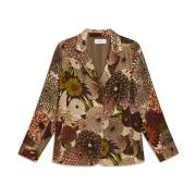 Velvet Prints Shirt-Jacket Maliparmi , Green , Dames