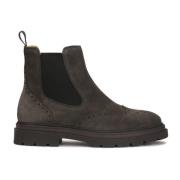 Bruine suède pantoffels met ornamenten Kazar , Brown , Heren