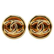 Pre-owned Metal earrings Chanel Vintage , Yellow , Dames