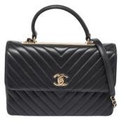 Pre-owned Leather handbags Chanel Vintage , Black , Dames