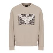 Grafisch Geborduurde Adelaar Sweater Emporio Armani , Gray , Heren