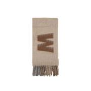 Beige Wollen Sjaal met Bruin Logo Marni , Beige , Dames