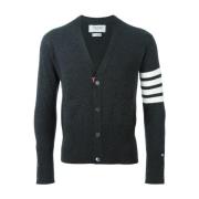 Grijze Cashmere Cardigan met 4-Bar Detail Thom Browne , Gray , Heren