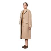 Alpaca Wool Trench Coat Massimo Alba , Beige , Dames