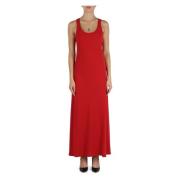 Lange Jurk Ronde Hals Mouwloos Maliparmi , Red , Dames