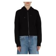 Hooded wollen blend cardigan met rits Replay , Black , Dames