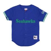 Seattle Seahawks Mesh Button Front Shirt Mitchell & Ness , Blue , Here...