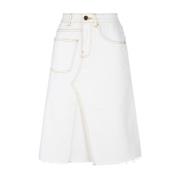 Witte Denim A-Lijn Rok Tory Burch , White , Dames