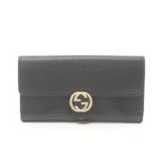 Pre-owned Leather wallets Gucci Vintage , Black , Dames