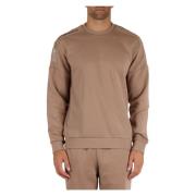 Katoen Logo Sweater Emporio Armani EA7 , Beige , Heren