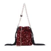 Robijn Ketting Clutch Tas met Kwast V73 , Red , Dames