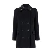 Zwarte Jas Cappotto/Coat Msgm , Black , Dames