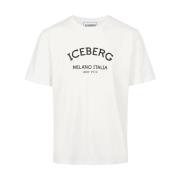 Logo Print Katoenen T-shirt Iceberg , Beige , Heren