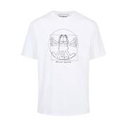 Vitruvian Garfield Print T-shirt Iceberg , White , Heren