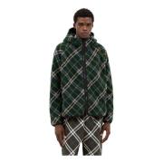 Geruite Fleece Hoodie Burberry , Green , Heren