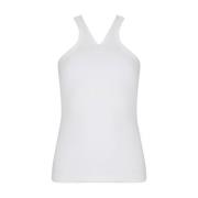 Geribbeld Wit Tank Top met Rits Courrèges , White , Dames